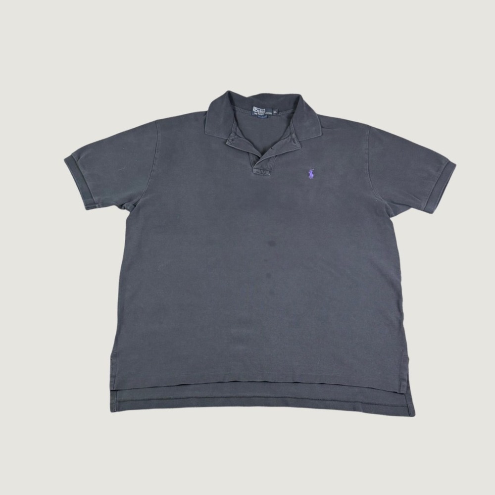 Polo Ralph Lauren Mens XL Navy Blue Pique Short Sleeve Polo Shirt Purple Pony